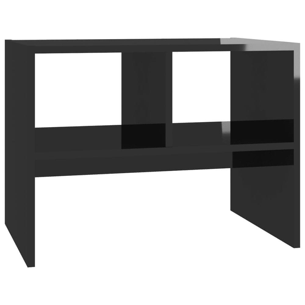 Vidaxl Príručný stolík lesklý čierny 60x40x45 cm drevotrieska
